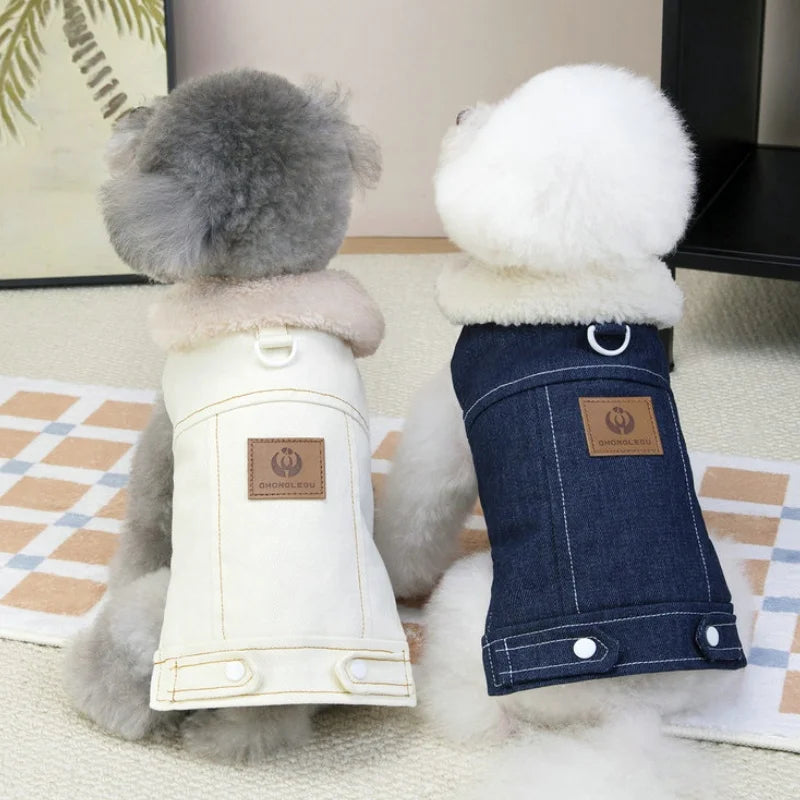 Fashion Denim Dog Down Jacket, Warm Soft Pet Dog Clothes, Winter Puppy Jacket, Coat Thick, Cat Vest Coat Yorkshire Pet Apparel