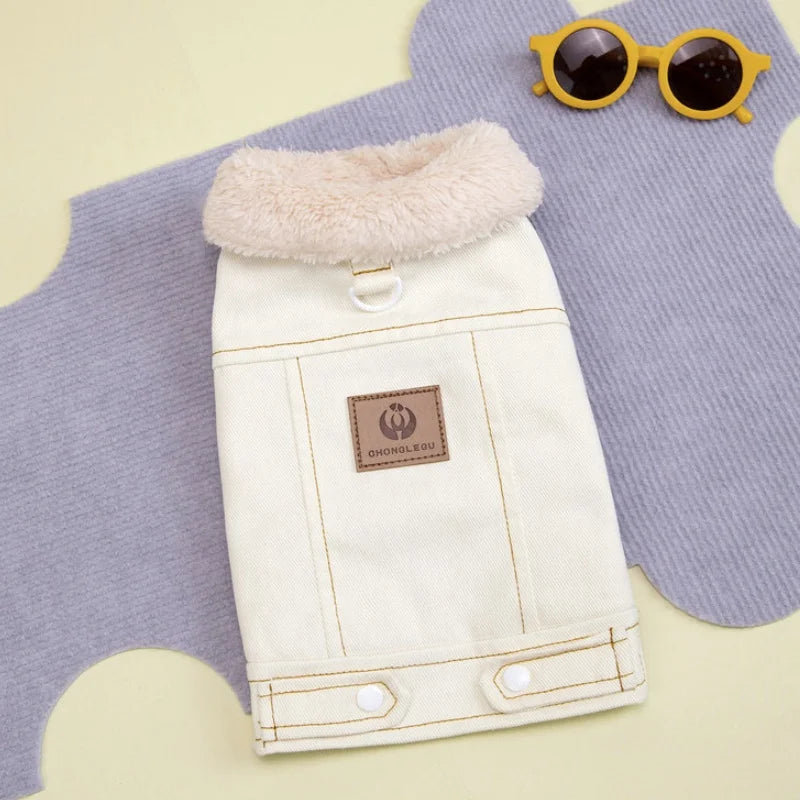 Fashion Denim Dog Down Jacket, Warm Soft Pet Dog Clothes, Winter Puppy Jacket, Coat Thick, Cat Vest Coat Yorkshire Pet Apparel