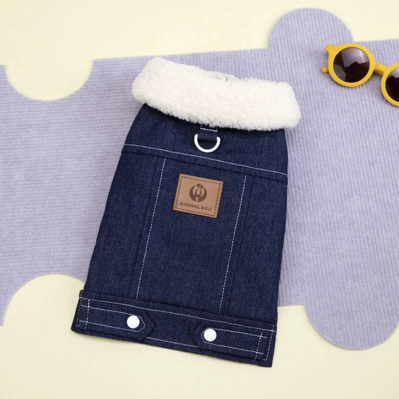 Fashion Denim Dog Down Jacket, Warm Soft Pet Dog Clothes, Winter Puppy Jacket, Coat Thick, Cat Vest Coat Yorkshire Pet Apparel