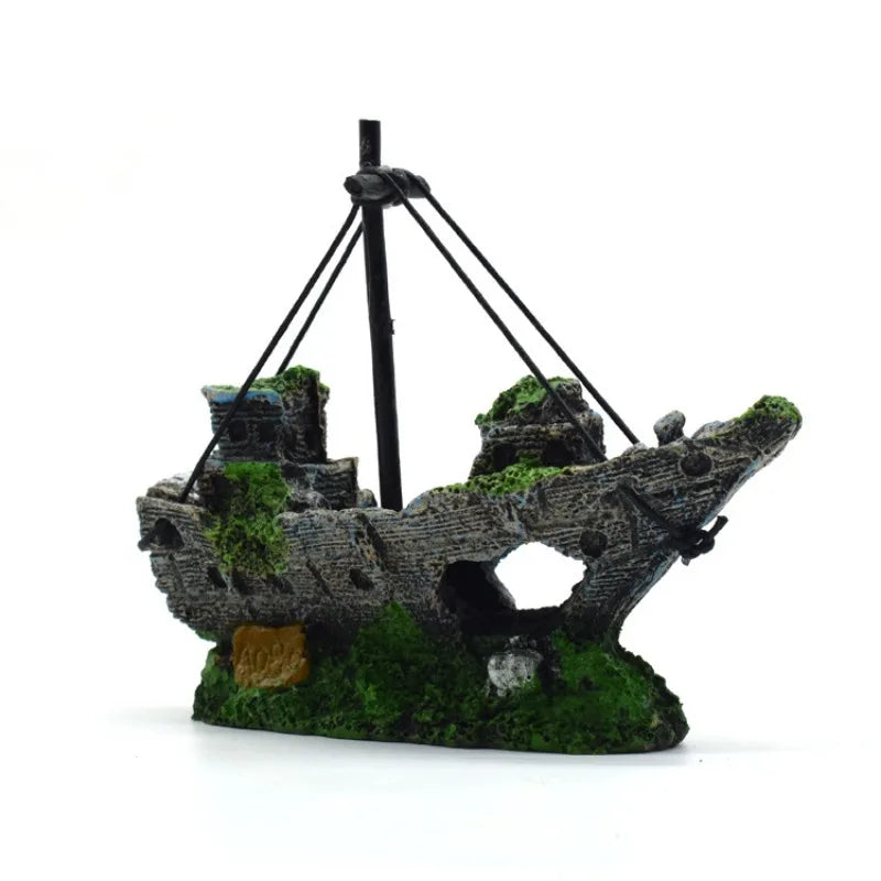 Resin Sunken Ship, Aquarium Accessory Fish Tank, Landscape Decoration, for Desktop or  Home Ornament For Aquarium Decorations
