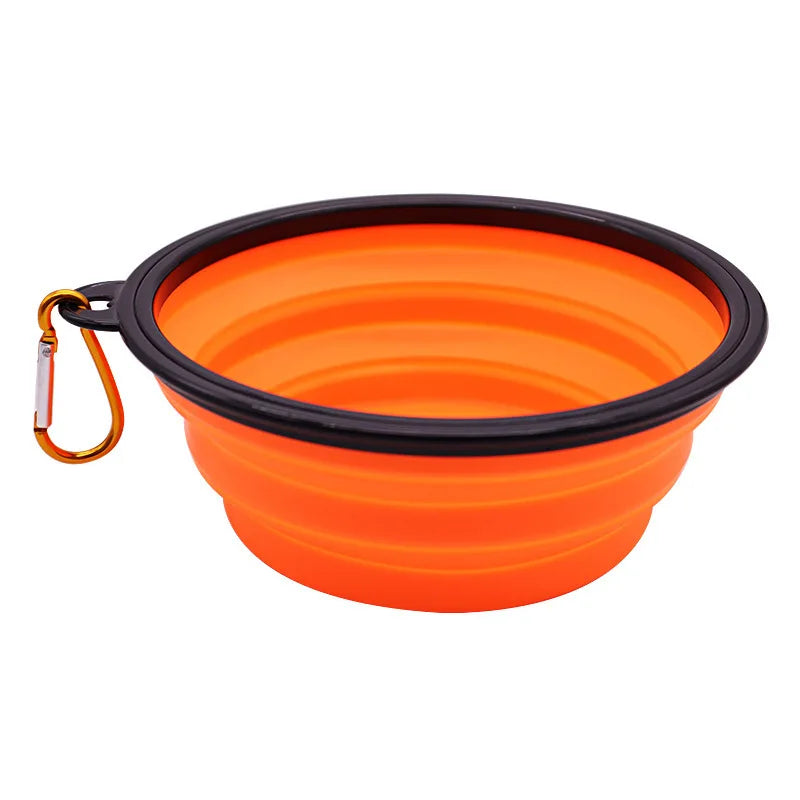 Folding Portable Silicone Dog Feeder, Bowl 2-in-1 Pet Dispenser for Outdoor Travel, Food And Water Container for Dogs And Cats