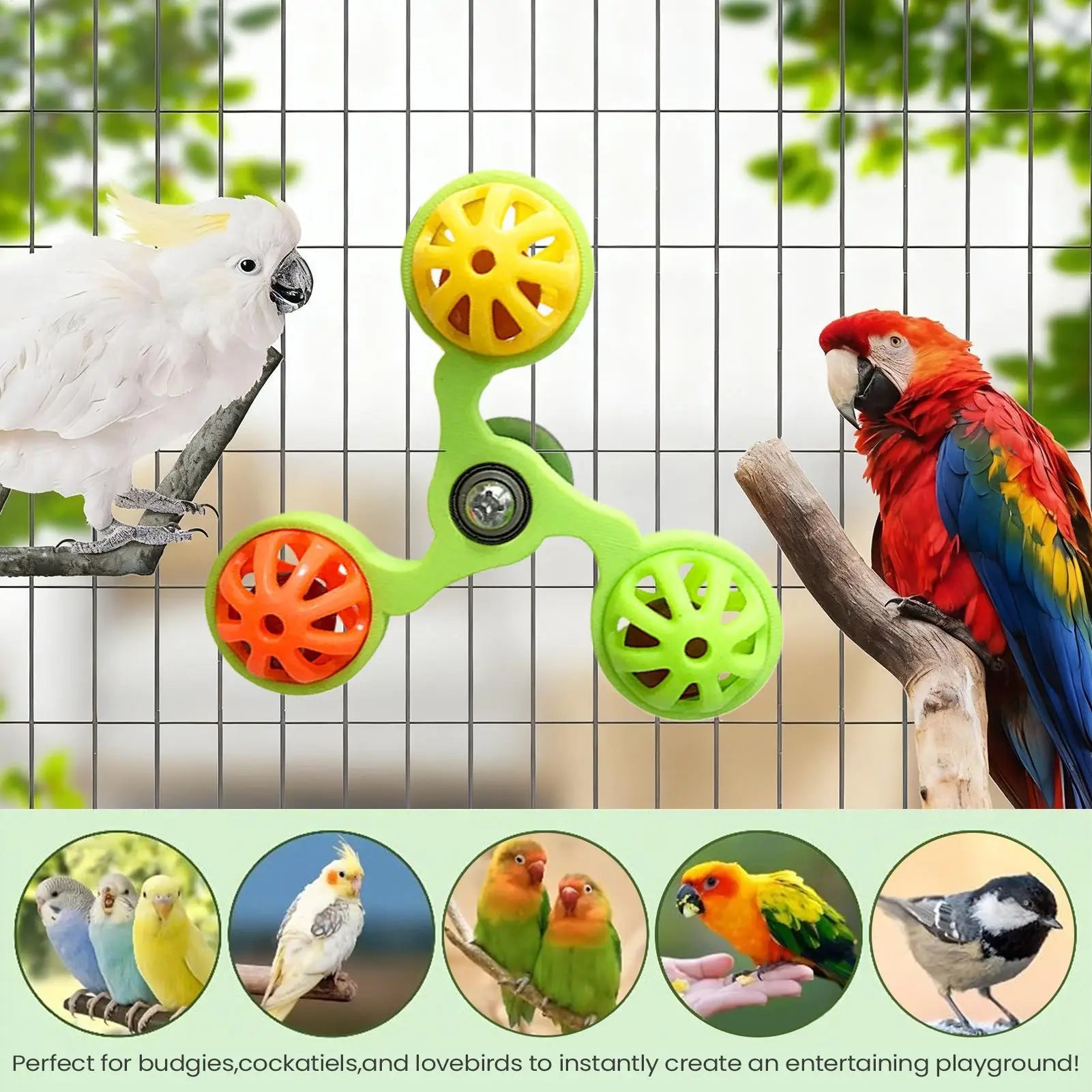 Bird Toys, Interactive, Rotating Windmill Toy Bird Cage, Toy For Parrots, Rotating For Stimulation, Entertainment, Play Chewing toy
