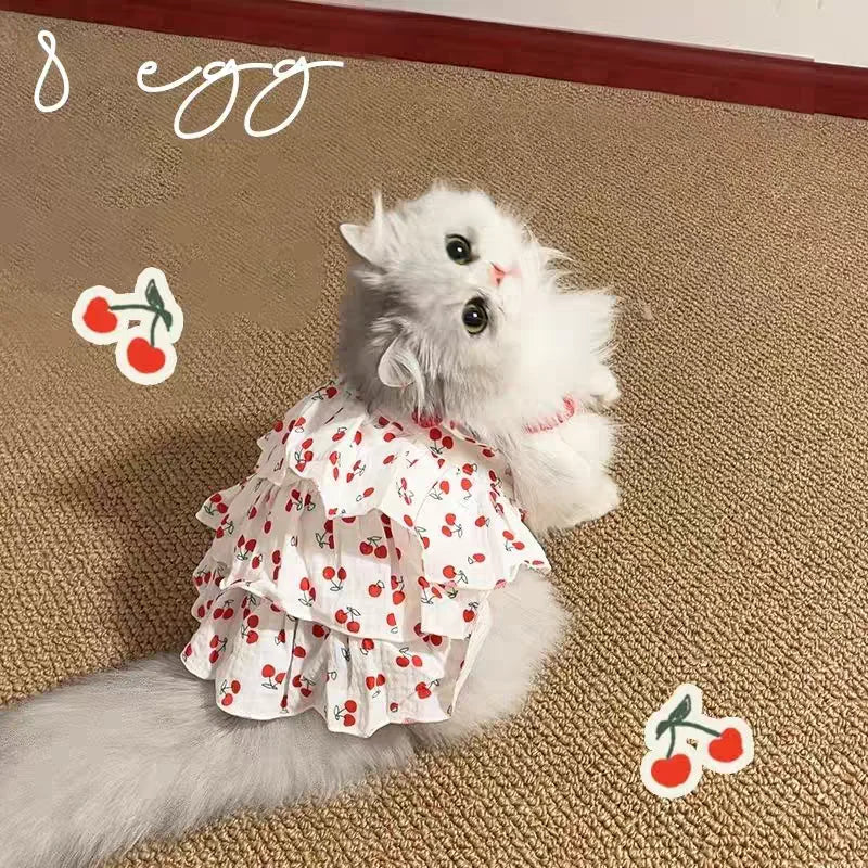 Pretty Pet Dress for Dogs & Cats - Layered Cake Style Printed Clothes, Small Medium Breed Apparel, Adorable Summer Outfit and an adorable costume Halloween costume.