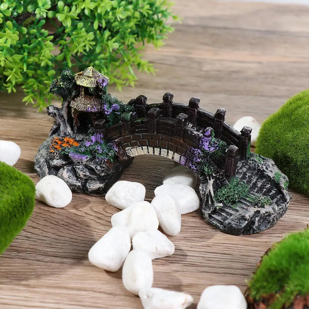 Aquarium Accessories, Arbor Tree, Plant Fake Landscaping, Fish Tank Ornament, Artificial Bridge Rockery Resin Aquarium Ornaments