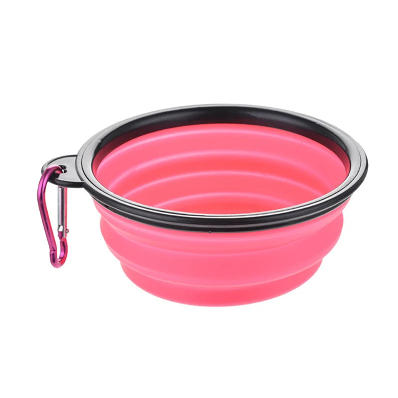 Folding Portable Silicone Dog Feeder, Bowl 2-in-1 Pet Dispenser for Outdoor Travel, Food And Water Container for Dogs And Cats