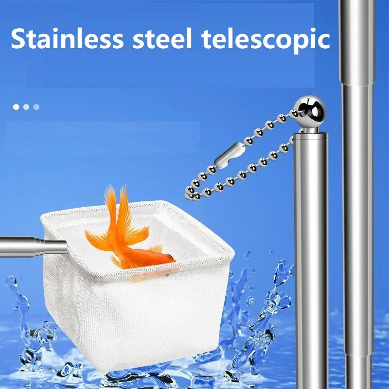 Aquarium Square Fishing Net Extendable Long Handle Fishing Gear for Catching Fish Shrimp Tank Clean Accessories YGQJYP04