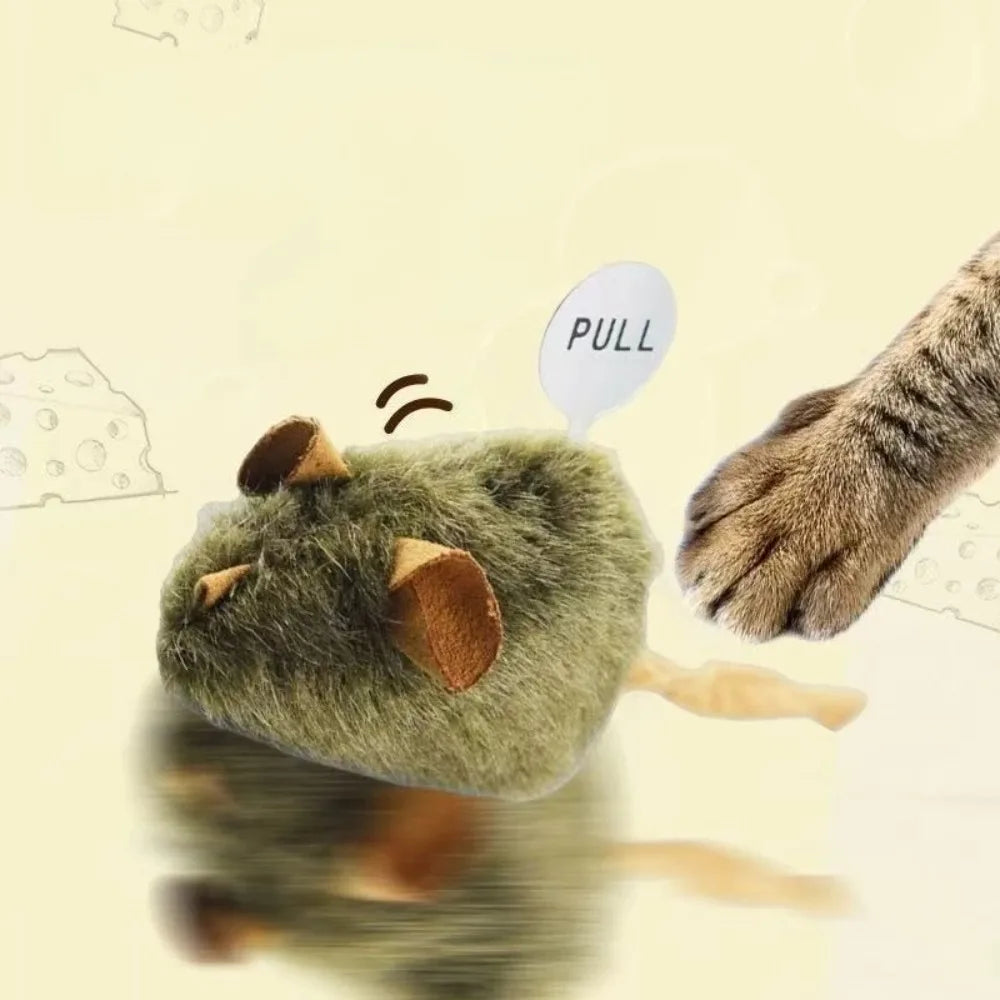 Interactive Squeaky Mouse for Cats, Toy Plush, Realistic Funny Self Play, Automatic Chirping, Durable Bite Resistant Pet Cat Kitten Toys