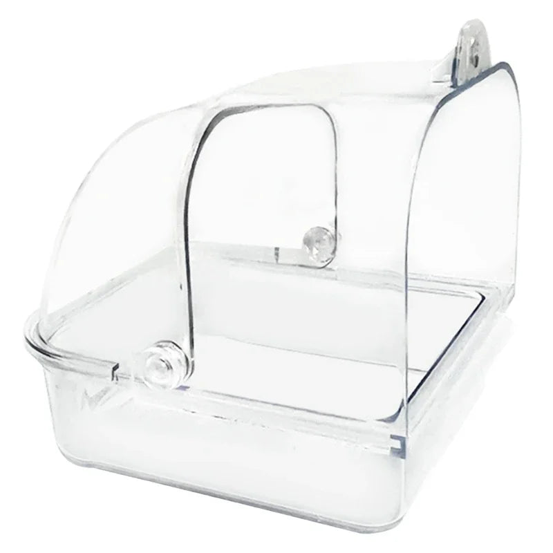 Bird Bath-Tub, Birdcages External Bathroom Cage, Mounted Clear Shower Room, Non-spill Bird Bath Tub for Parakeets