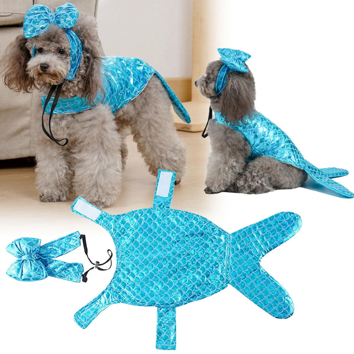 Mermaids Dog Costume, Personalised Fun Dog Costumes & Cosplay Novelty Dog Clothes For Small, Medium, Large Dogs Pet