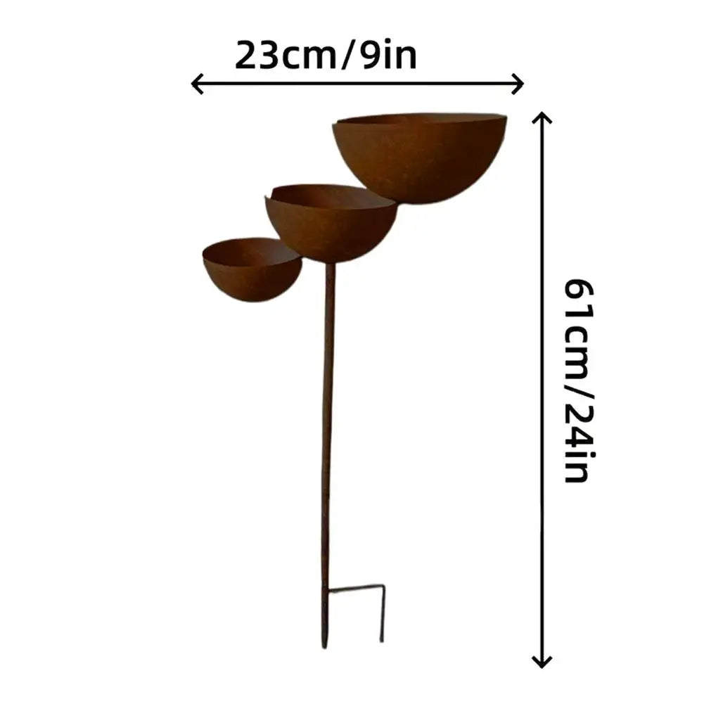 Bird Watering Bowl, Station 3 Layer with Metal Stake for Garden, Patio, Yard, Lawn Backyard Waterer ,Outdoor Decor