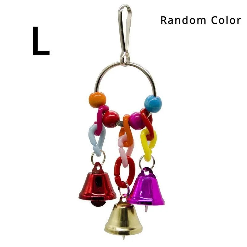 Bird Bells Toy, Hanging Cage Bell with Sweet Sound, Colorful Wood Beads and Bells for Lovebirds, African Greys, Cockatoo, and Parakeet Toy.