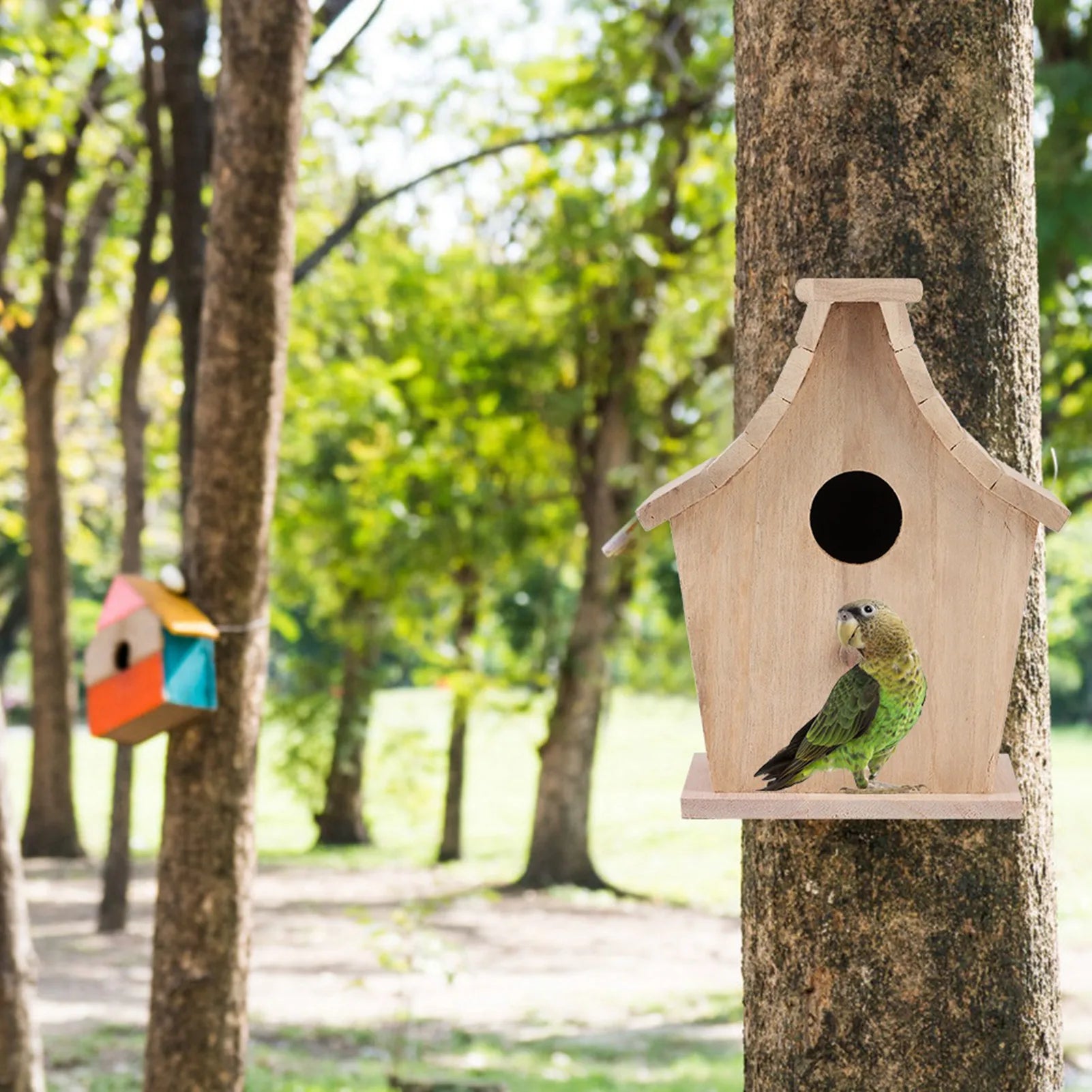 Hanging Bird House, Wood Bird House, Breeding Box, Hanging Bird House, Pet Supplies for Parrots, Budgerigar Small Birds
