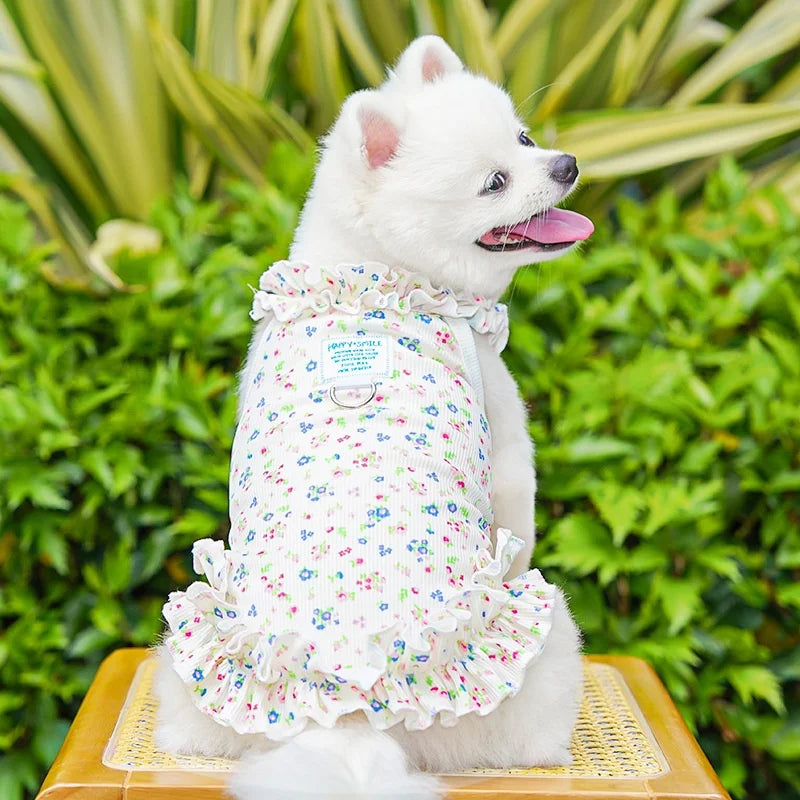 Princess Style Dog Dress, Cute Soft Dog Clothes, Summer Puppy Tank Top, Heart Floral Pet Dress Cat Skirt Fashion Pet Vest Dog Shirt