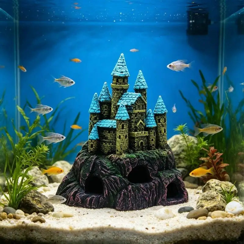 Resin Castle Aquarium Decoration | Fish Tank Cave Shelter & Hideout Ornament
