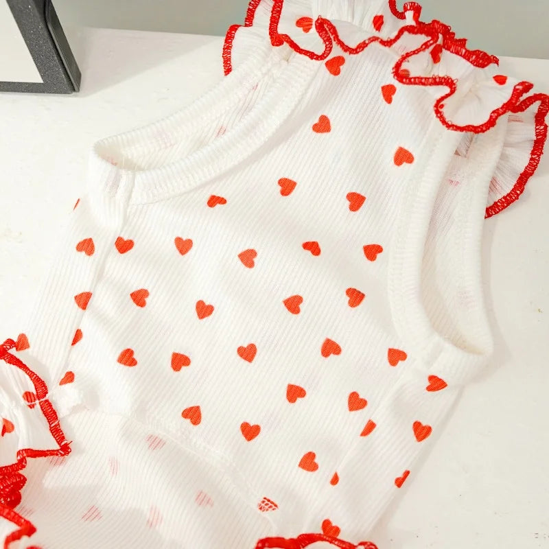 Princess Style Dog Dress, Cute Soft Dog Clothes, Summer Puppy Tank Top, Heart Floral Pet Dress Cat Skirt Fashion Pet Vest Dog Shirt