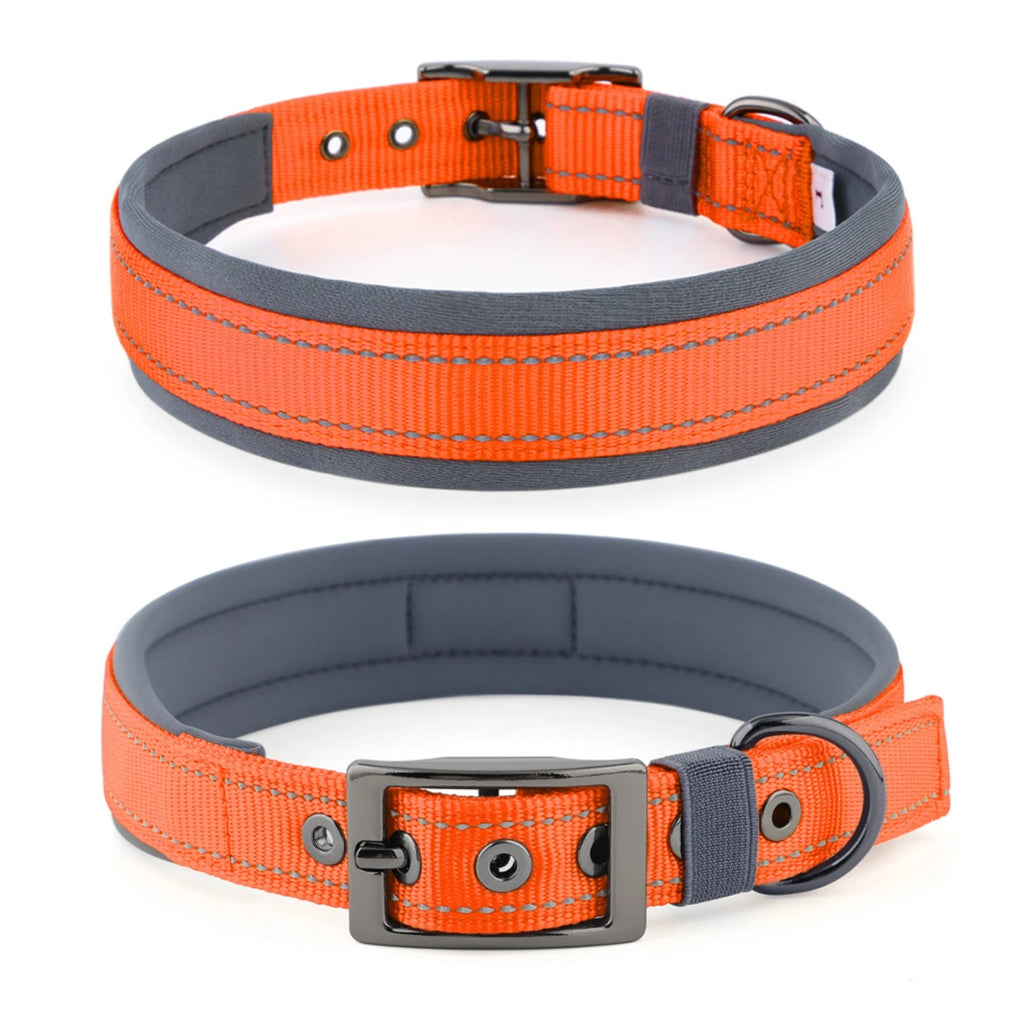Dog Collar for Large Dogs, Neoprene Padded and Adjustable Reflective Wide Heavy Duty Pet Collars with Durable Metal Belt Buckle