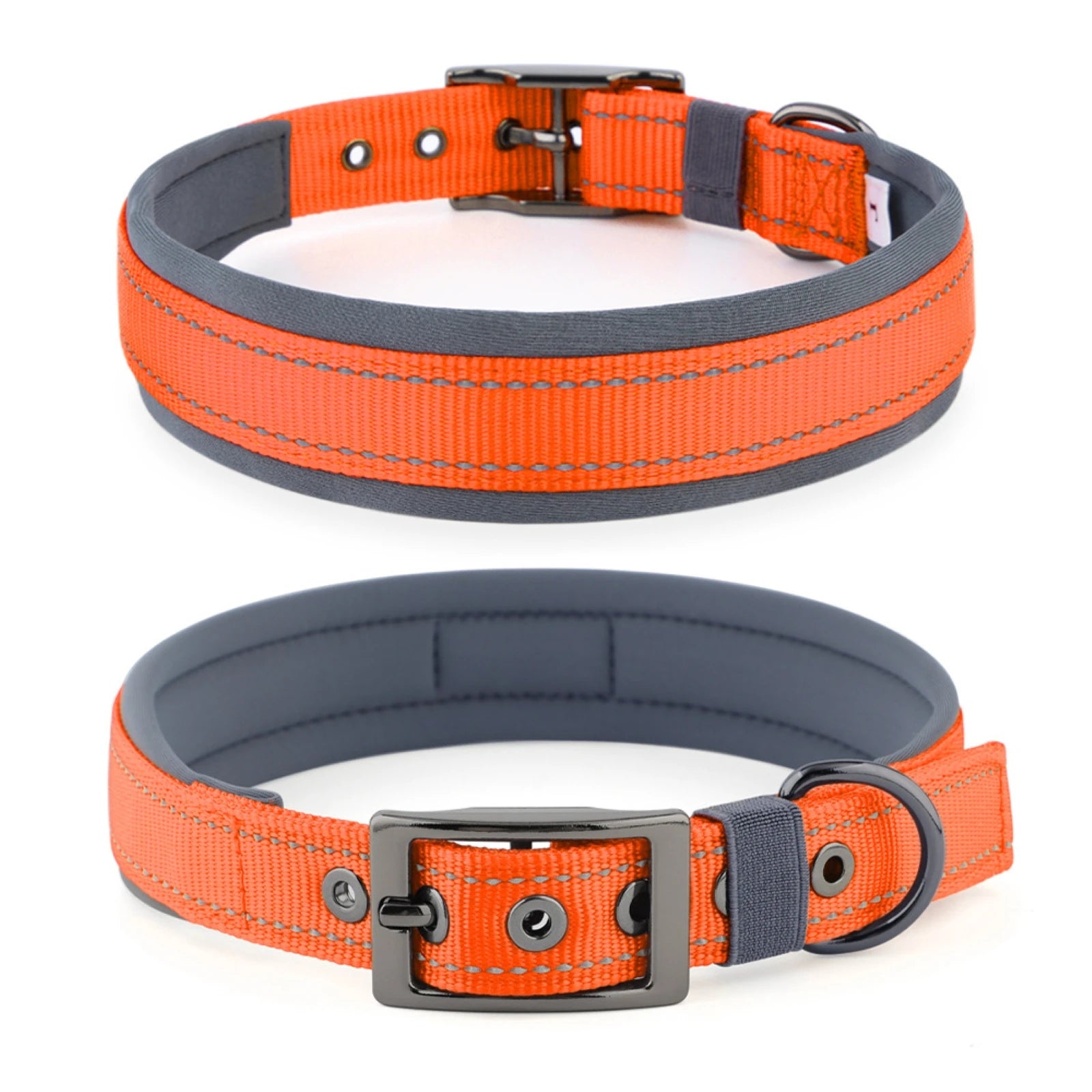 Dog Collar for Large Dogs, Neoprene Padded and Adjustable Reflective Wide Heavy Duty Pet Collars with Durable Metal Belt Buckle