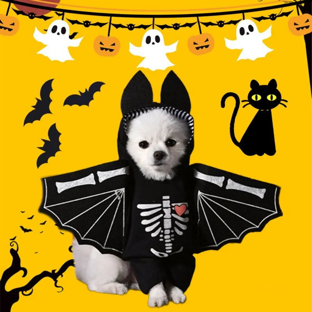 Funny, Decorative Dog Bat Costume,  Breathable Black Pet Cosplay Costume, Wear Resistant Halloween Pet Bat Costume
