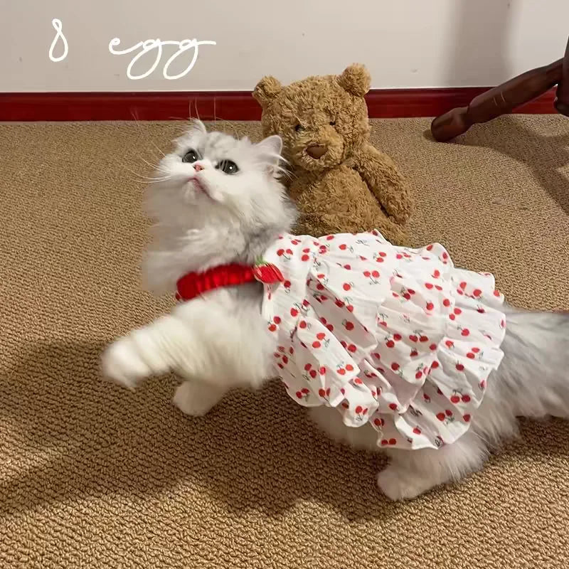 Pretty Pet Dress for Dogs & Cats - Layered Cake Style Printed Clothes, Small Medium Breed Apparel, Adorable Summer Outfit and an adorable costume Halloween costume.