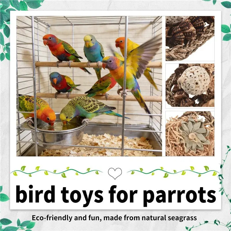 ABUP-Bird, Parakeet Bird, Foraging Grass Mat, Climbing Wall For Parakeet, Parrot, Cockatiel, Conure, Lovebirds