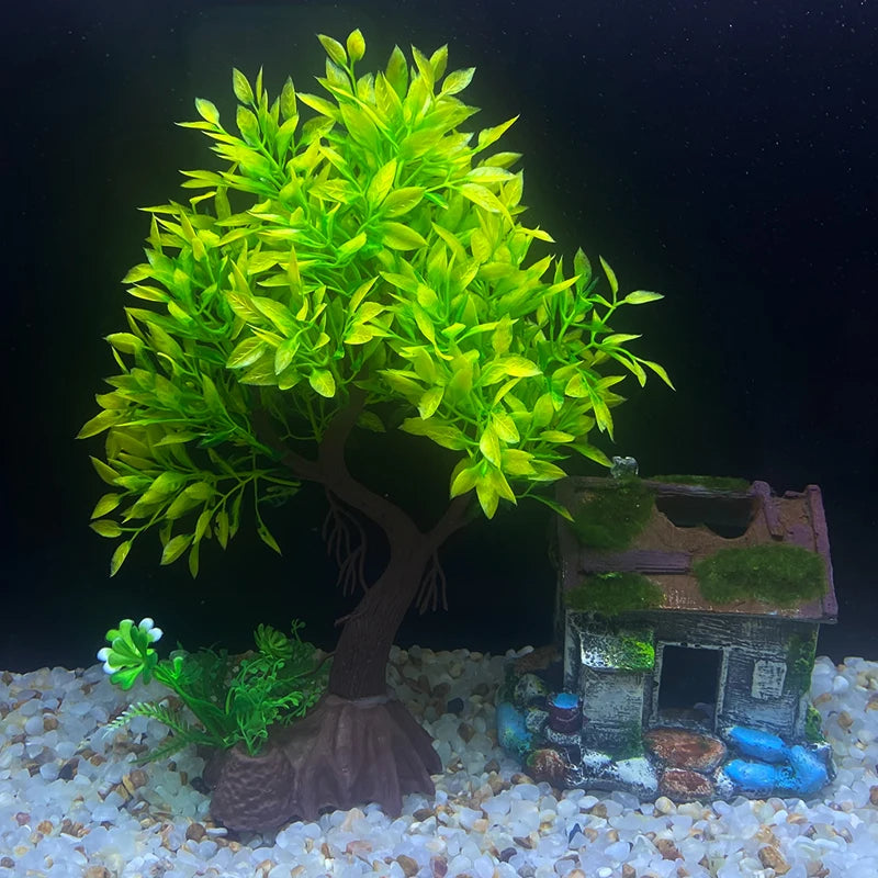 Fish Tank, DIY Artificial Aquarium Decor, Plants, Tree Ornamental Aquatic Plant, Grass Decoration Accessories 26cm/10.24inch