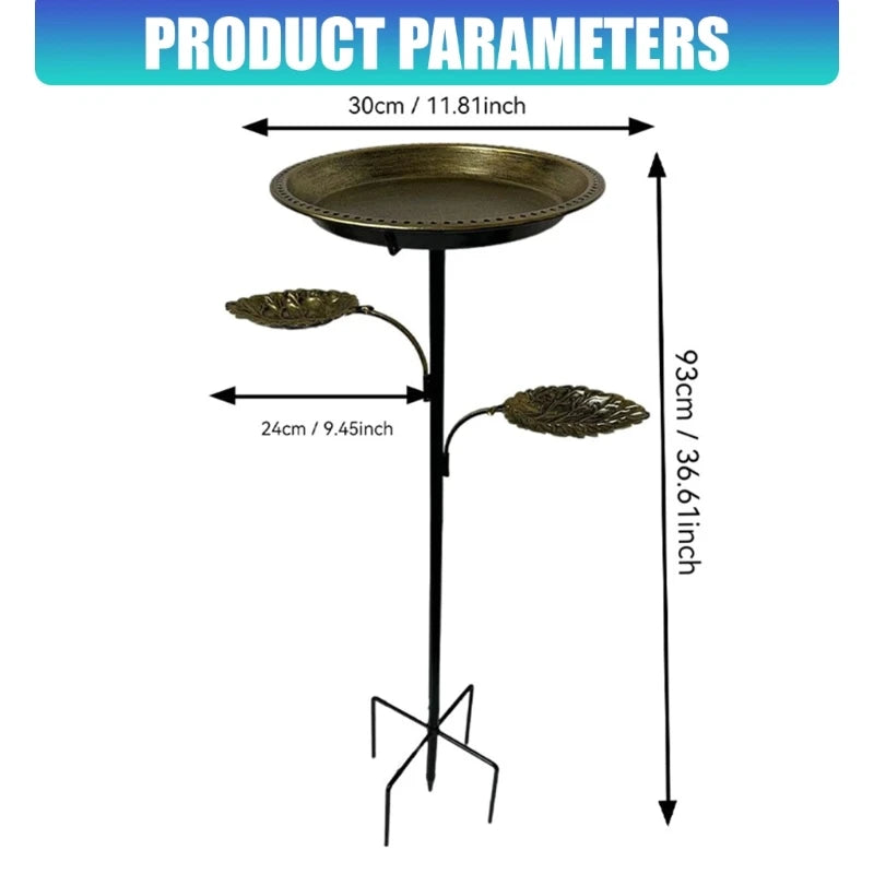 Elegant, Metal Bird Bath And Feeder, For Garden With Stable 5 Leg Base, Attracts Wild Birds for Patios, Outdoor, Decors KXRE