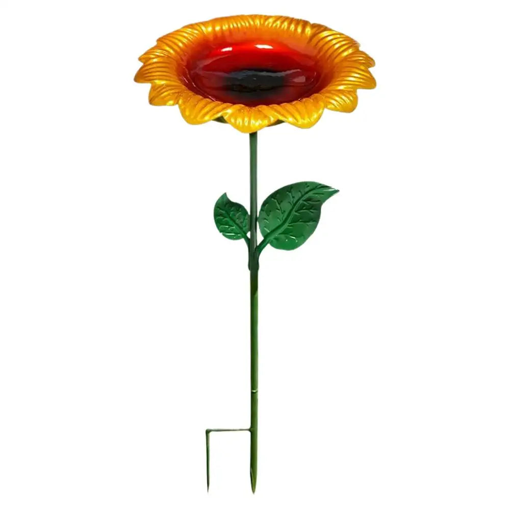 Bird Drinking Station, Metal Sunflower Water Stand, Bird Bath Decorative Bowl For Hummingbird, Finch, Chickadee, Bee