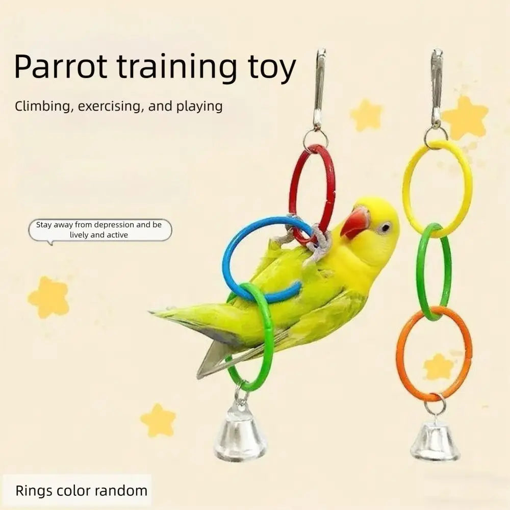 Plastic Bird Swing Toy, Colorful With Bell Bird Hanging Ring, Toy Relieve Boredom, Bird Exercise Play Toy, Birdcage Accessories