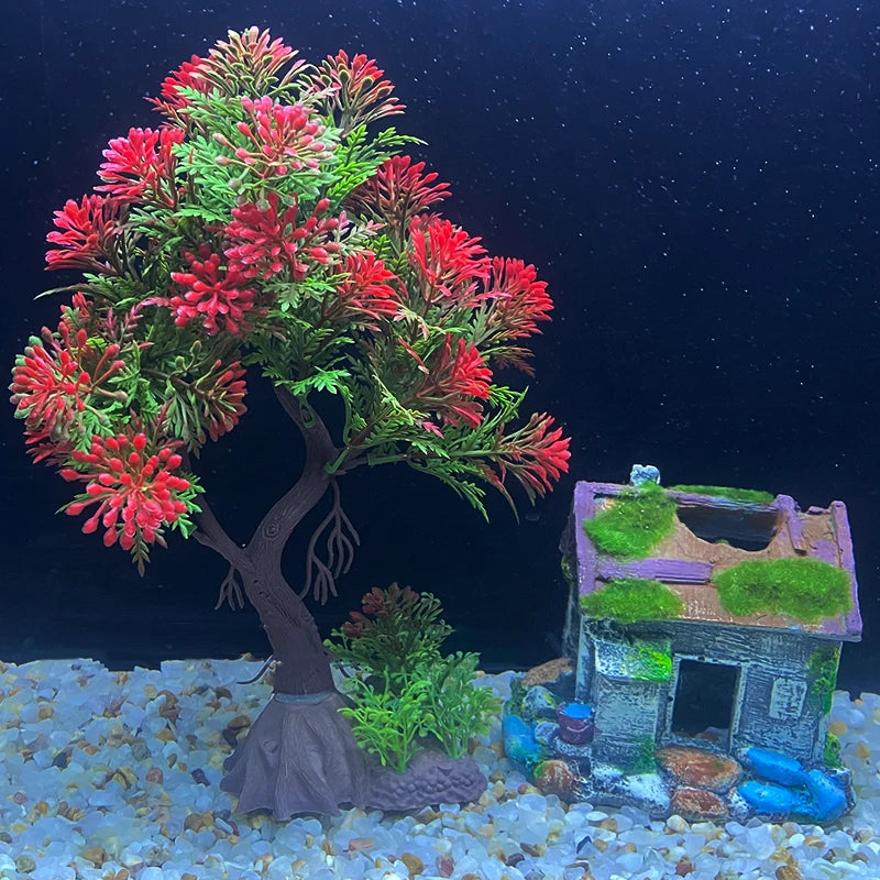 Fish Tank, DIY Artificial Aquarium Decor, Plants, Tree Ornamental Aquatic Plant, Grass Decoration Accessories 26cm/10.24inch